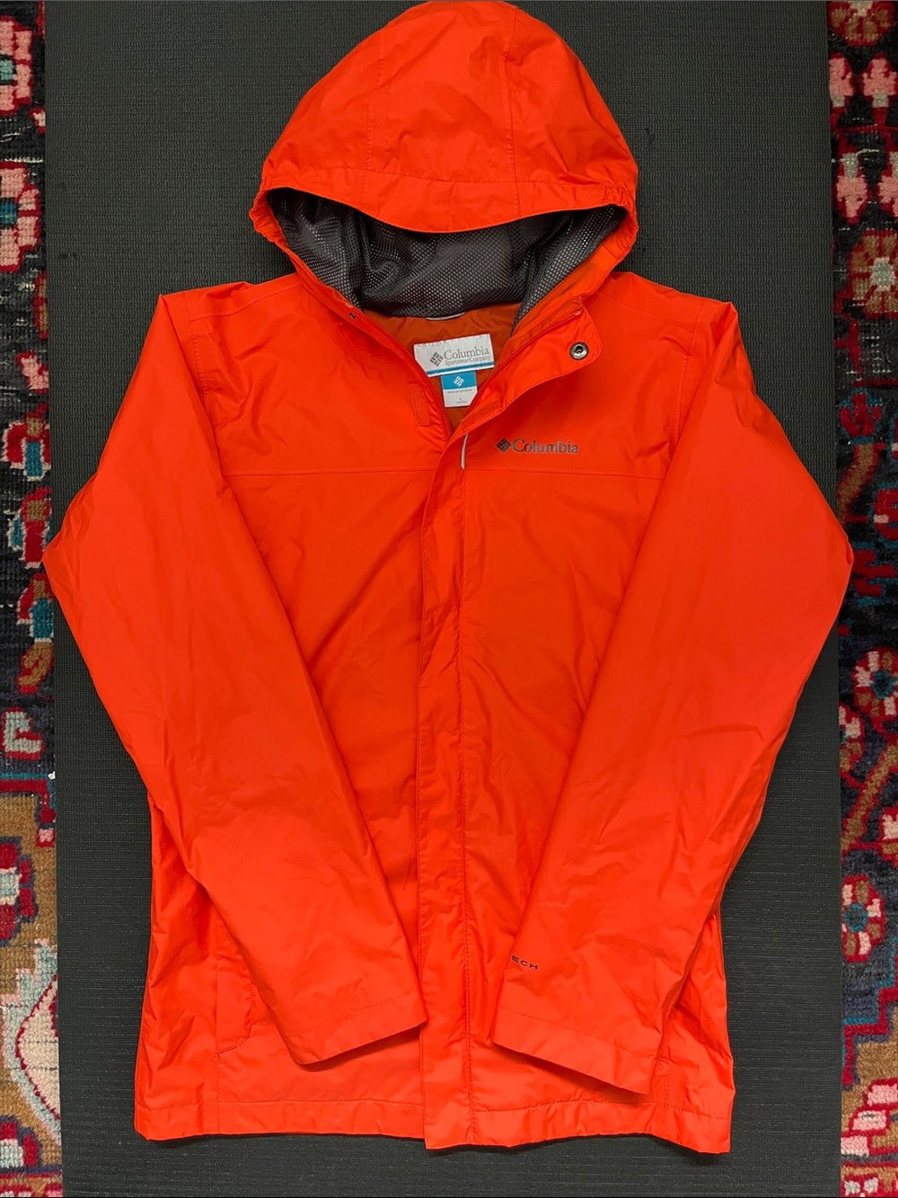 Columbia Bright Orange Hooded Kids Raincoat